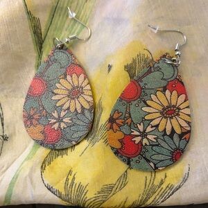 Floral Teardrop Acrylic Earrings